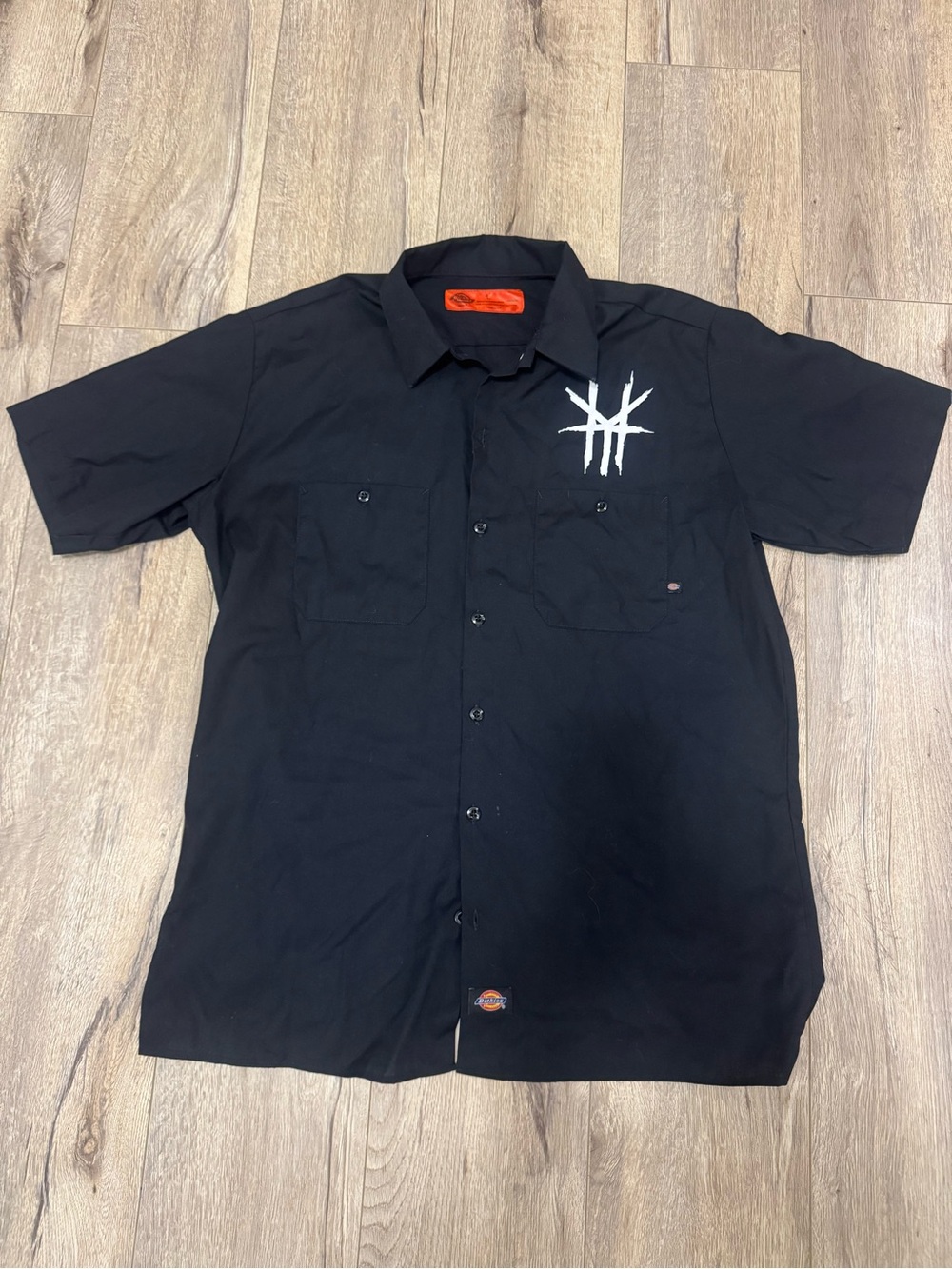 Dickies Men's Black Short-Sleeve Work Shirt with White Graphic